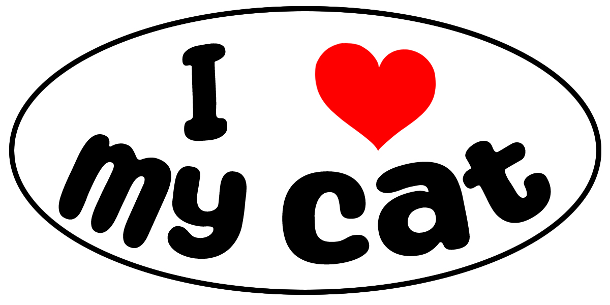 I Love My Cat Oval Vinyl Bumper Sticker, Window Cling or Bumper Sticker Magnet in UV Laminate Coating