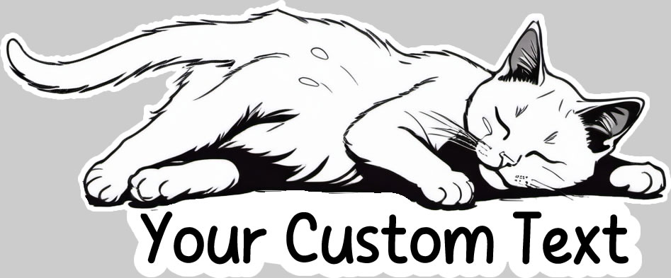 Sleeping cat your custom text Vinyl Bumper Sticker  Window Cling or Bumper Sticker Magnet in UV Laminate Coating