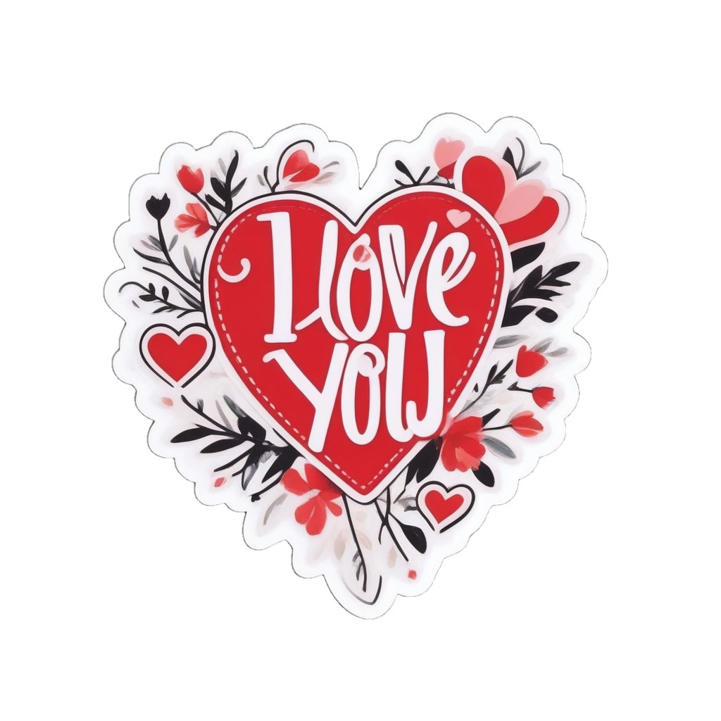 I Love You Vinyl Bumper Sticker  Window Cling or Bumper Sticker Magnet in UV Laminate Coating