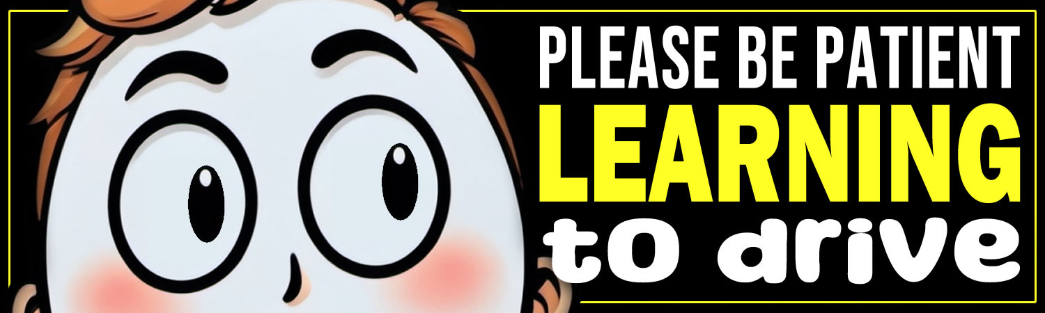 Please Be Patient Learning To Drive Vinyl Bumper Sticker  Window Cling or Bumper Sticker Magnet in UV Laminate Coating