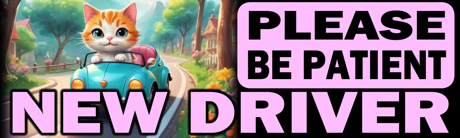 Please be Patient New Driver Vinyl Bumper Sticker  Window Cling or Bumper Sticker Magnet in UV Laminate Coating