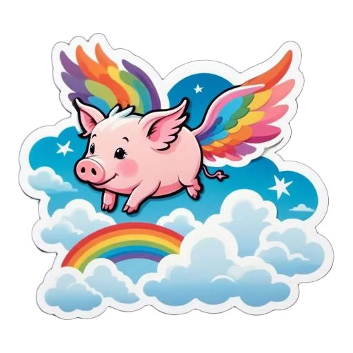 Flying Pig with Rainbow Wings Magnet