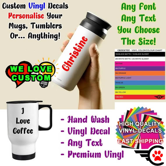 Custom Vinyl Decals Vinyl Decal In Various Colors  Chrome Colors and Various Sizes