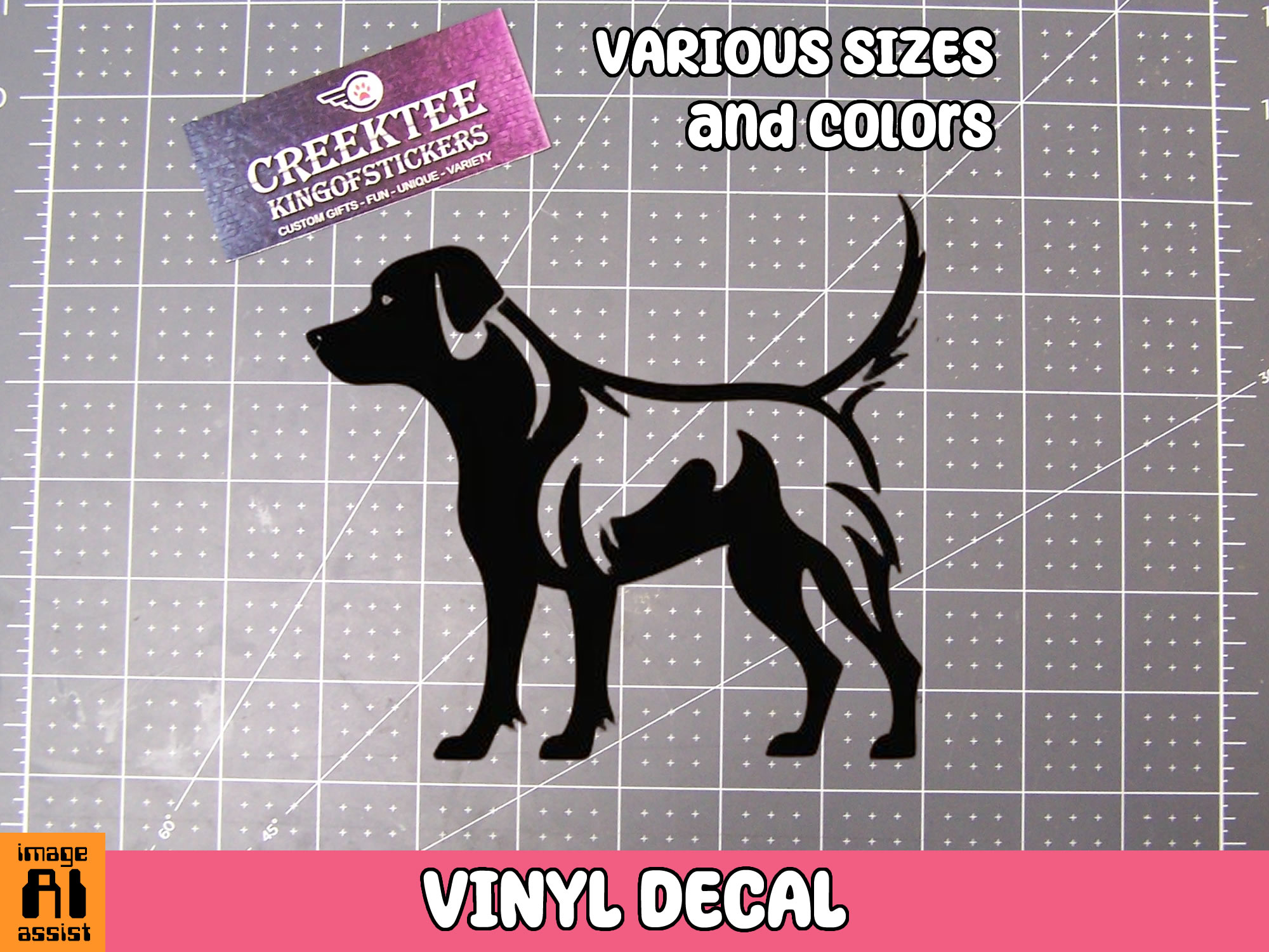 Dog Vinyl Decal In Various Colors  Chrome Colors and Various Sizes