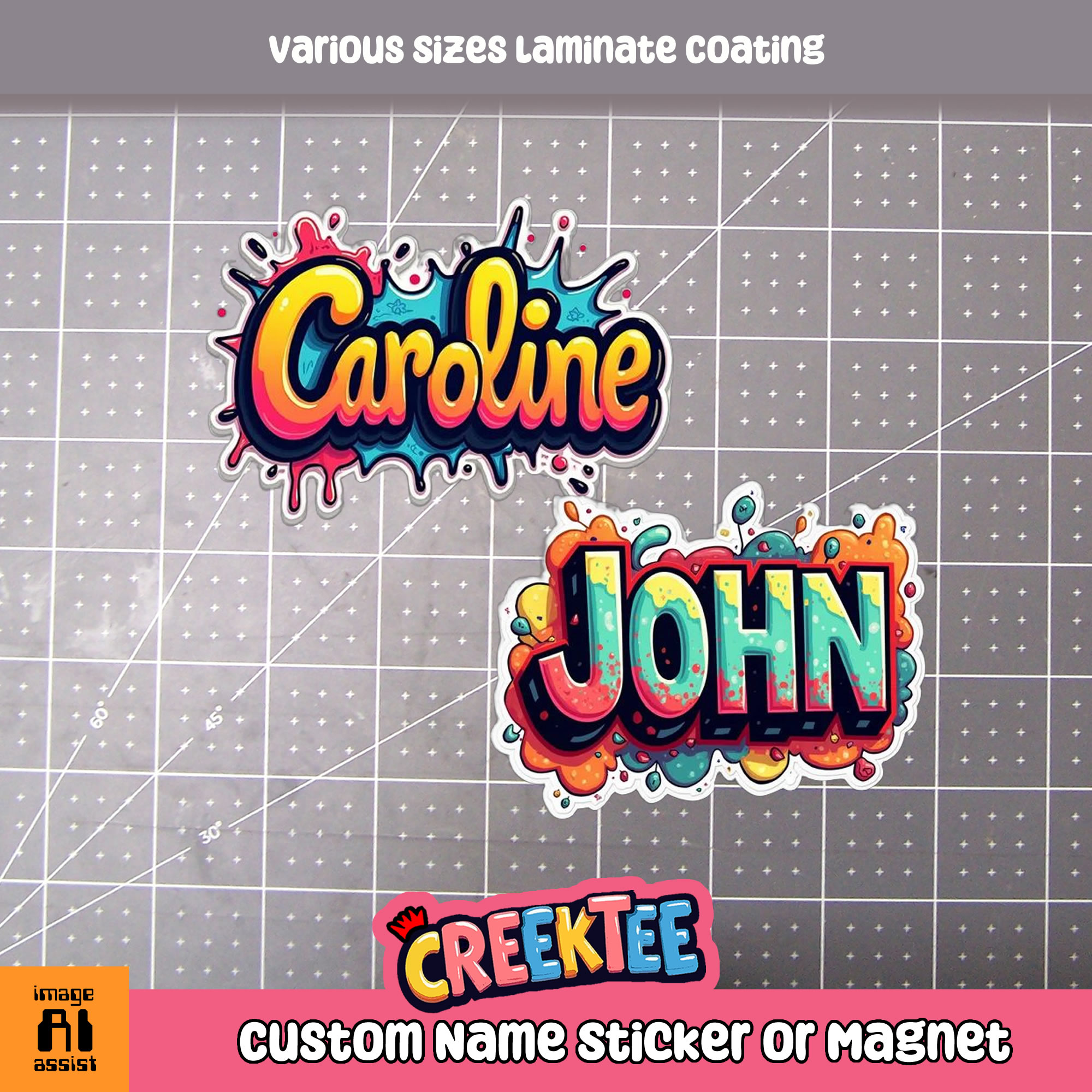 Custom Name Sticker or Magnet Die Cut Vinyl Sticker  Window Cling or Magnet with Laminate Coating in Various Sizes