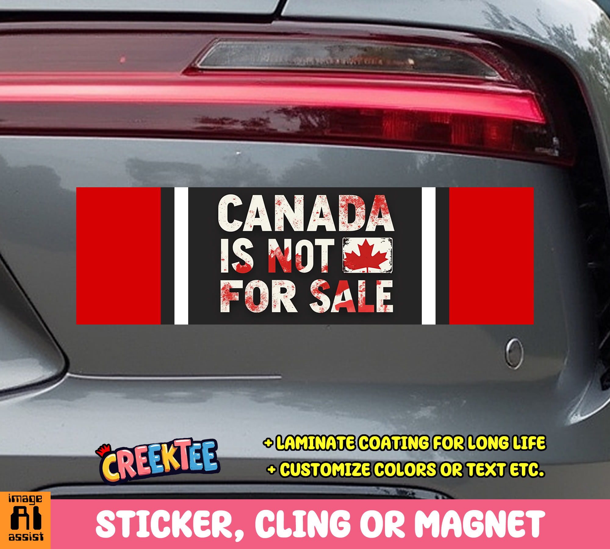 Canada is Not for Sale Vinyl Bumper Sticker  Window Cling or Magnet in UV Laminate Coating and Various Sizes