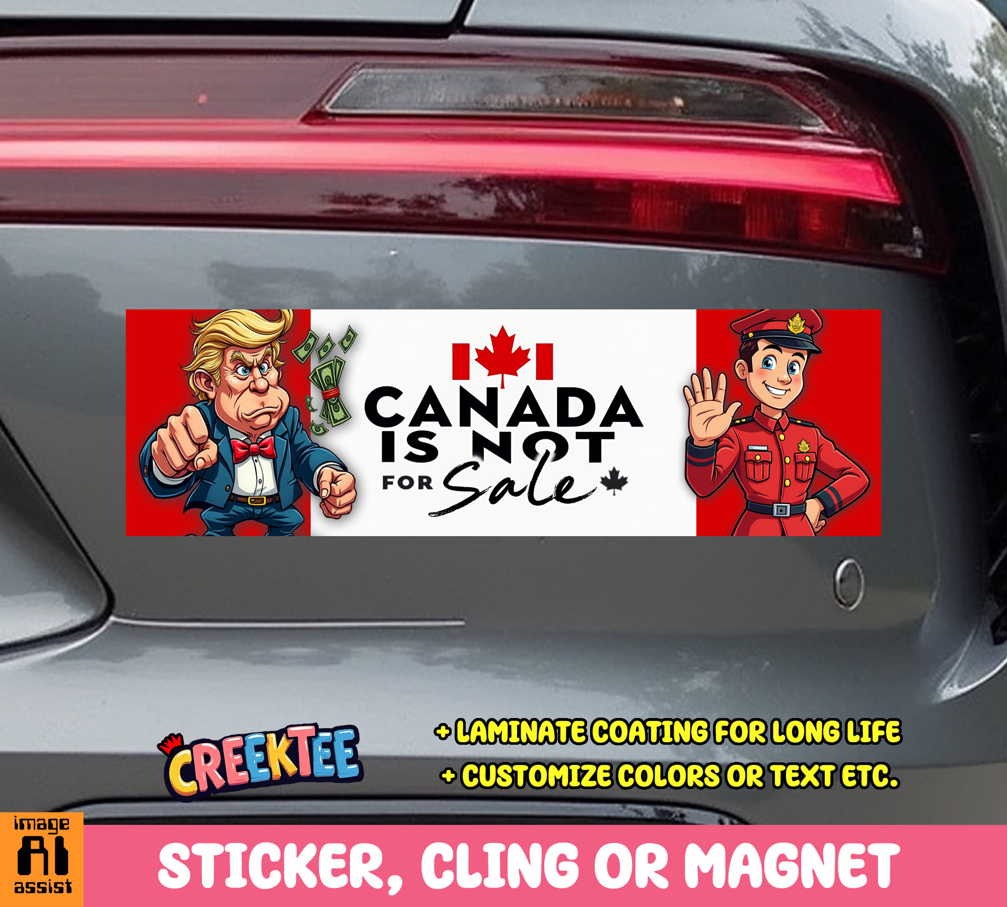 Canada is Not for Sale Vinyl Bumper Sticker  Window Cling or Magnet in UV Laminate Coating and Various Sizes