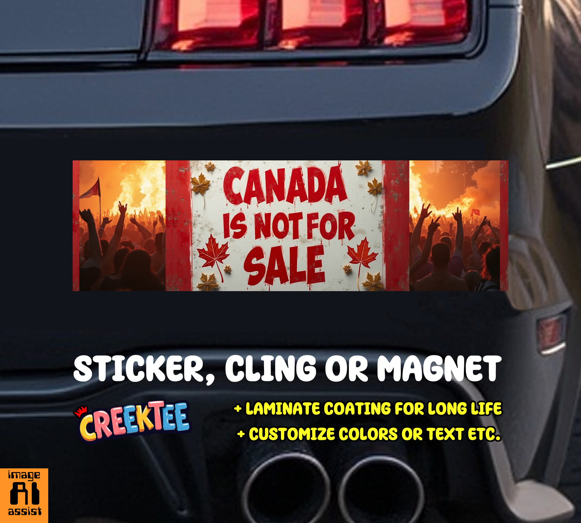 Canada Is Not For Sale Vinyl Bumper Sticker  Window Cling or Magnet in UV Laminate Coating and Various Sizes