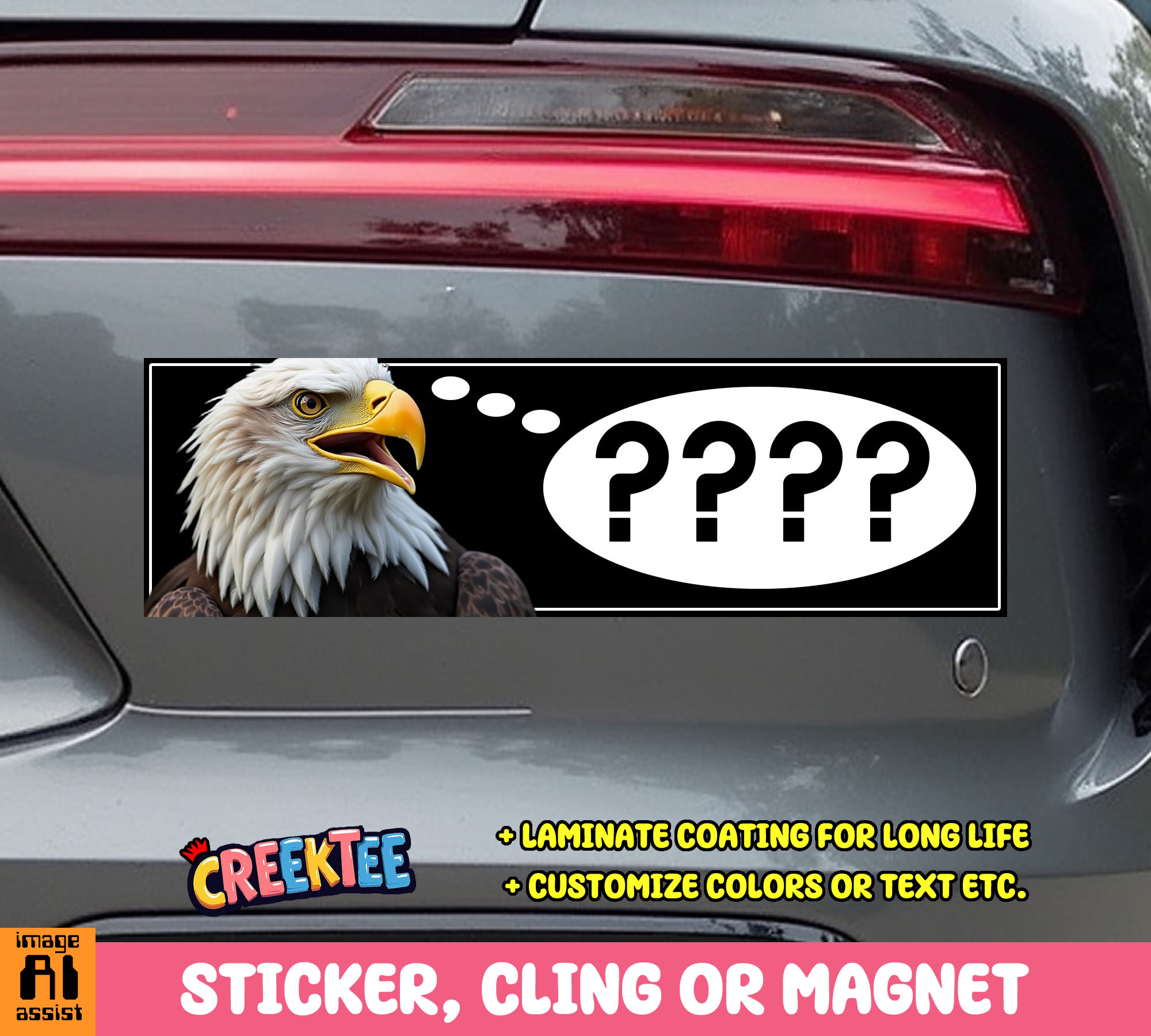 Eagle -    Vinyl Bumper Sticker  Window Cling or Magnet in UV Laminate Coating and Various Sizes
