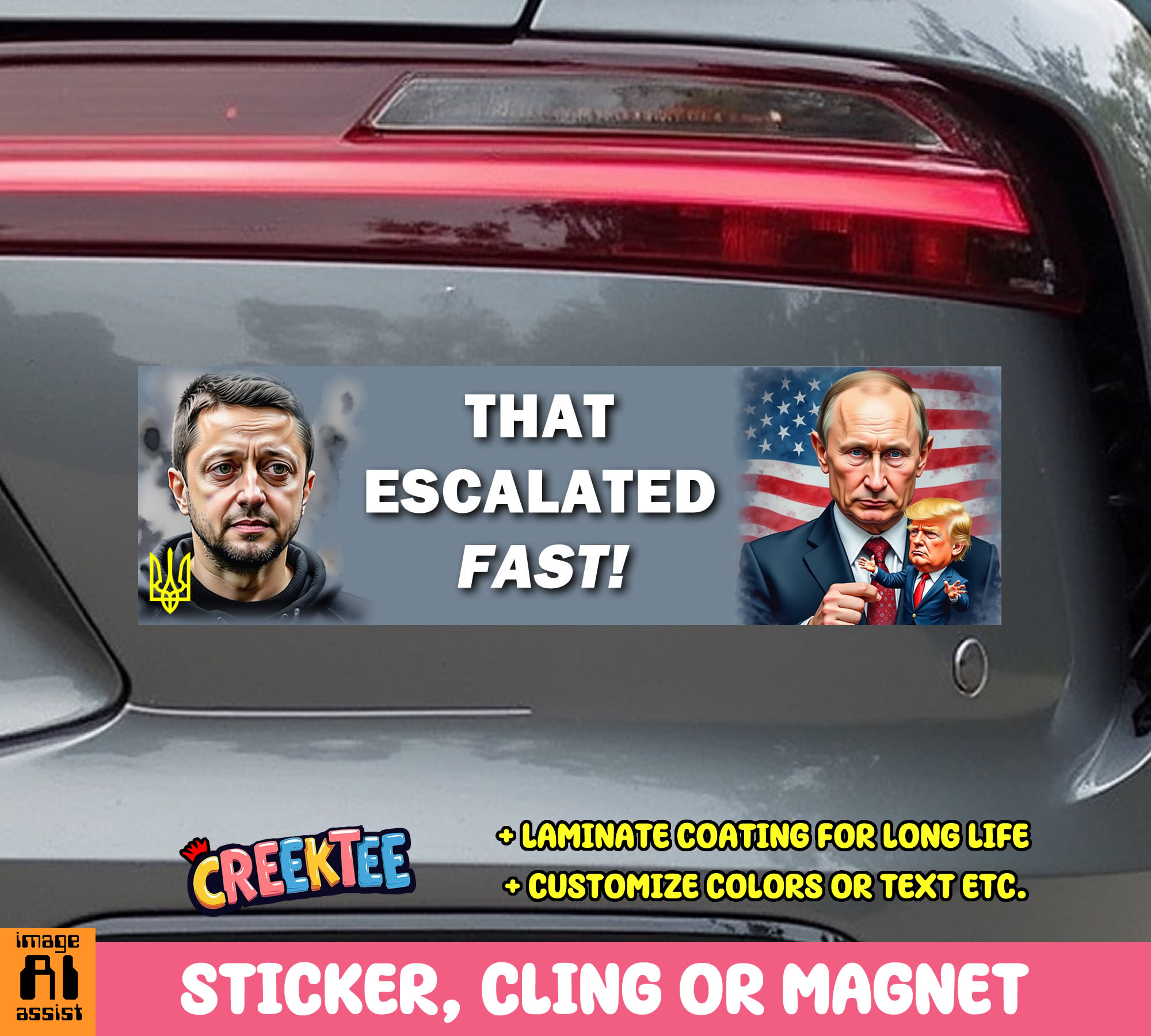That Escalated Fast  Vinyl Bumper Sticker  Window Cling or Magnet in UV Laminate Coating and Various Sizes