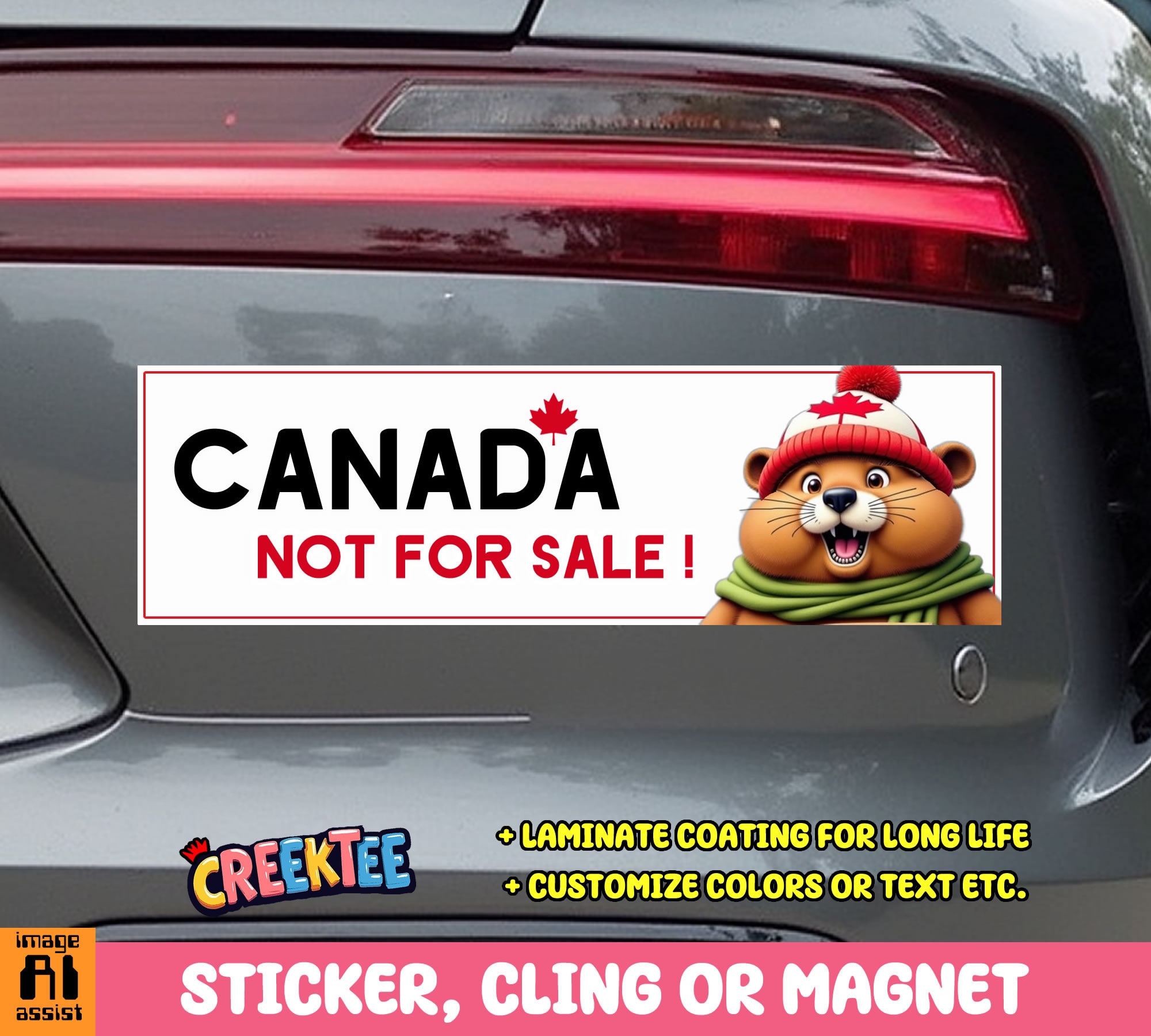Canada  Not for Sale  Vinyl Bumper Sticker  Window Cling or Magnet in UV Laminate Coating and Various Sizes
