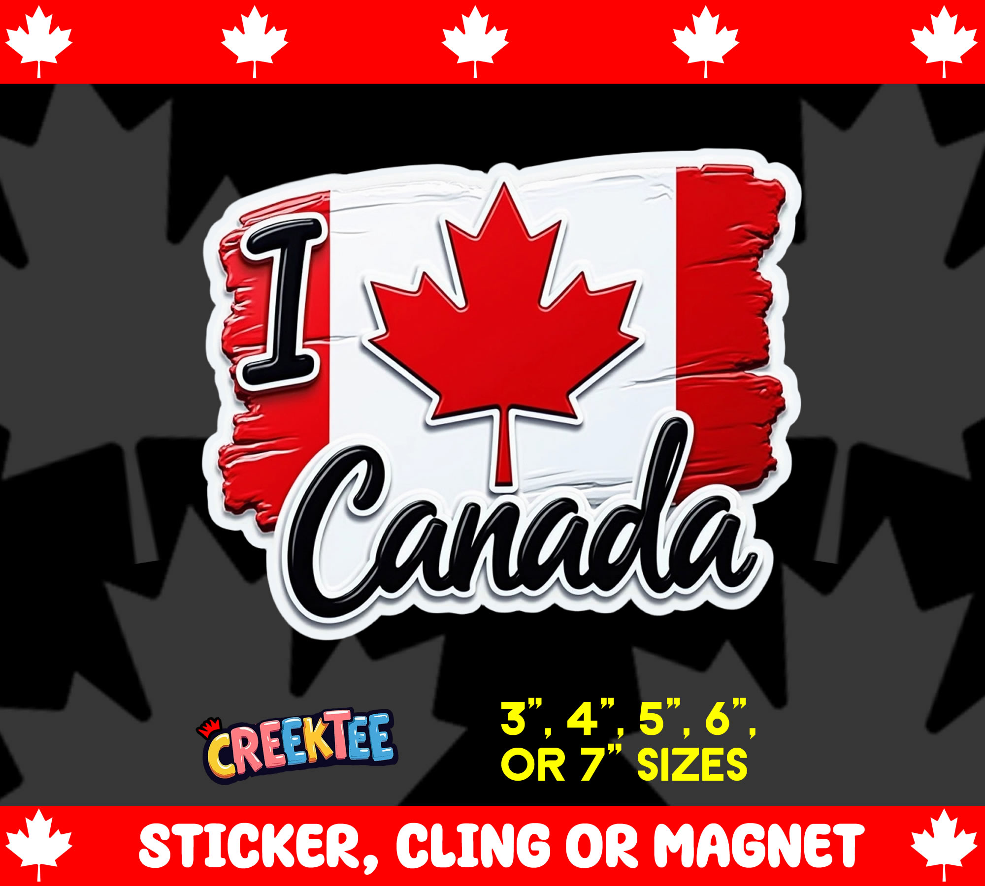 I Love Canada Vinyl Sticker  Window Cling or Magnet with Laminate Coating in Various Sizes