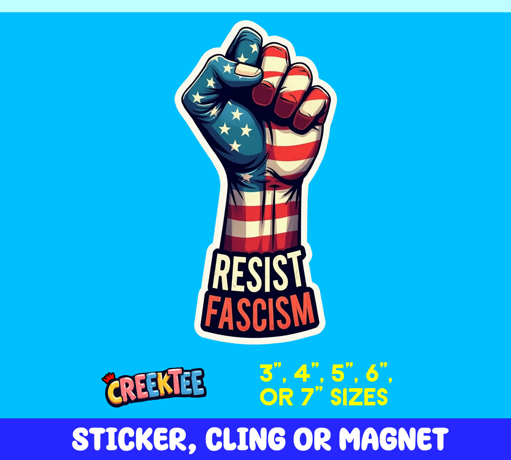 Resist Fascism Die Cut Vinyl Sticker  Window Cling or Magnet with Laminate Coating in Various Sizes