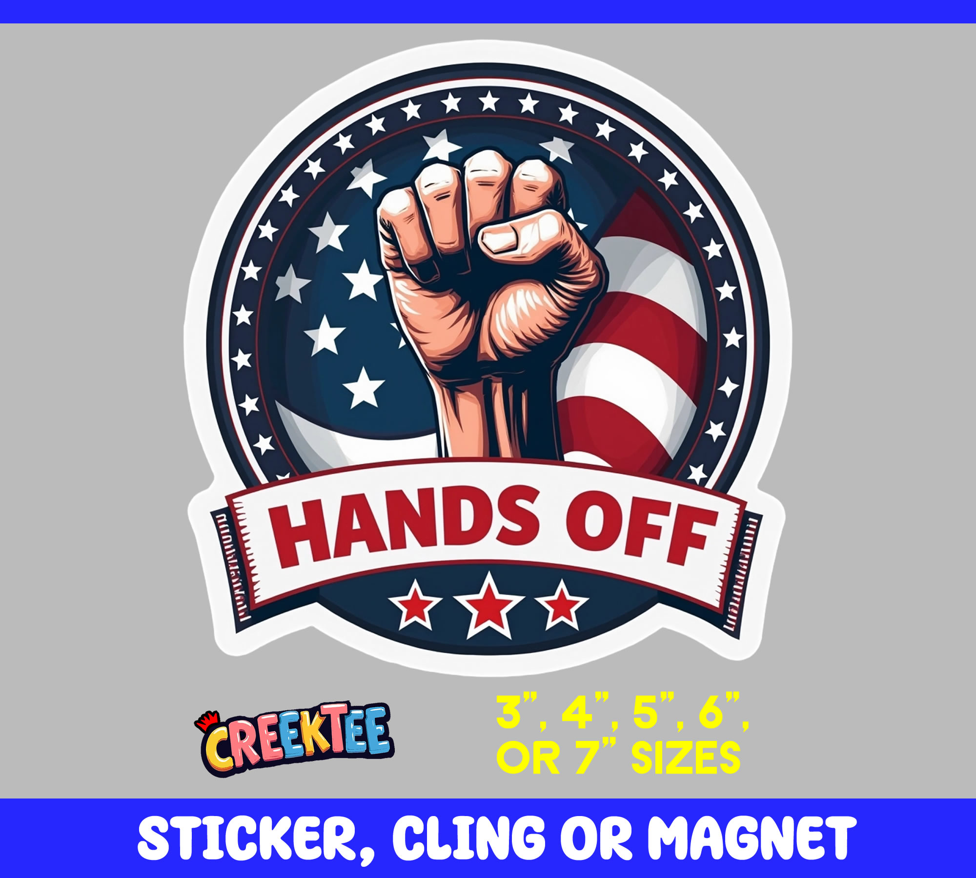 Hands Off USA Vinyl Sticker  Window Cling or Magnet with Laminate Coating in Various Sizes