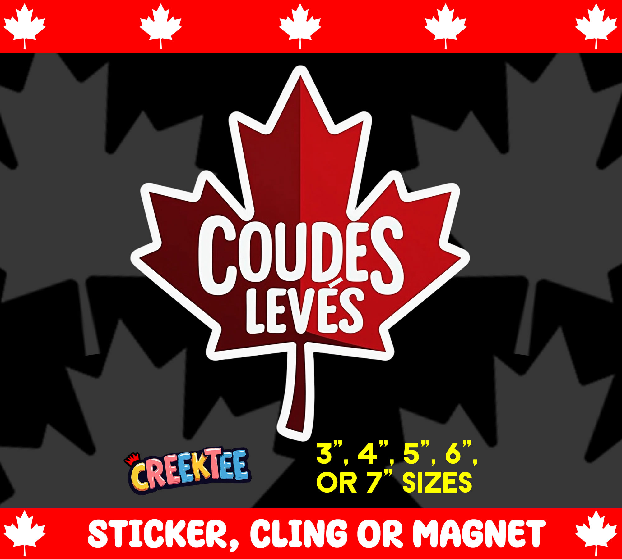 Coudes Leves Die Cut Vinyl Sticker  Window Cling or Magnet with Laminate Coating in Various Sizes