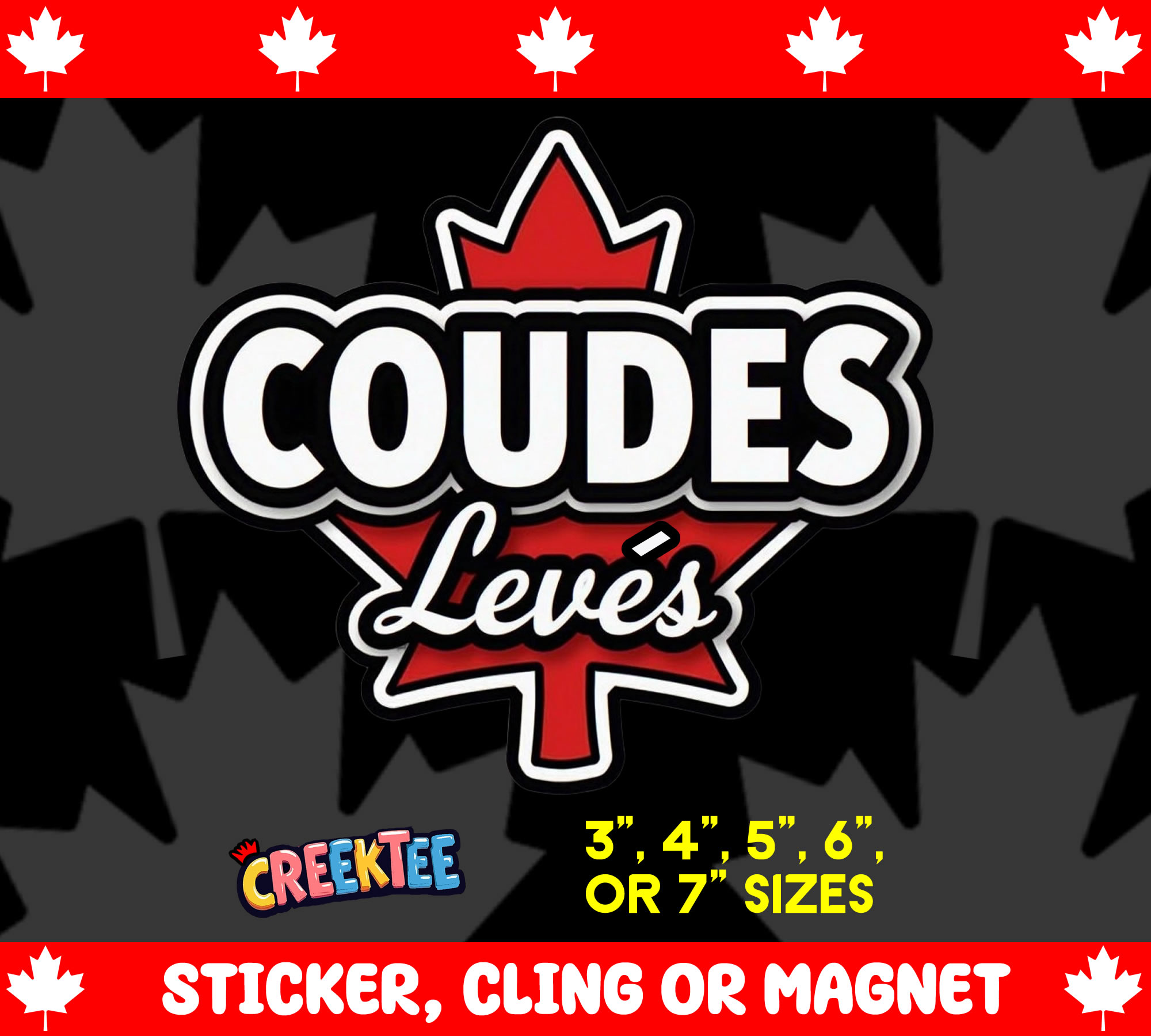Coudes Leves Die Cut Vinyl Sticker  Window Cling or Magnet with Laminate Coating in Various Sizes