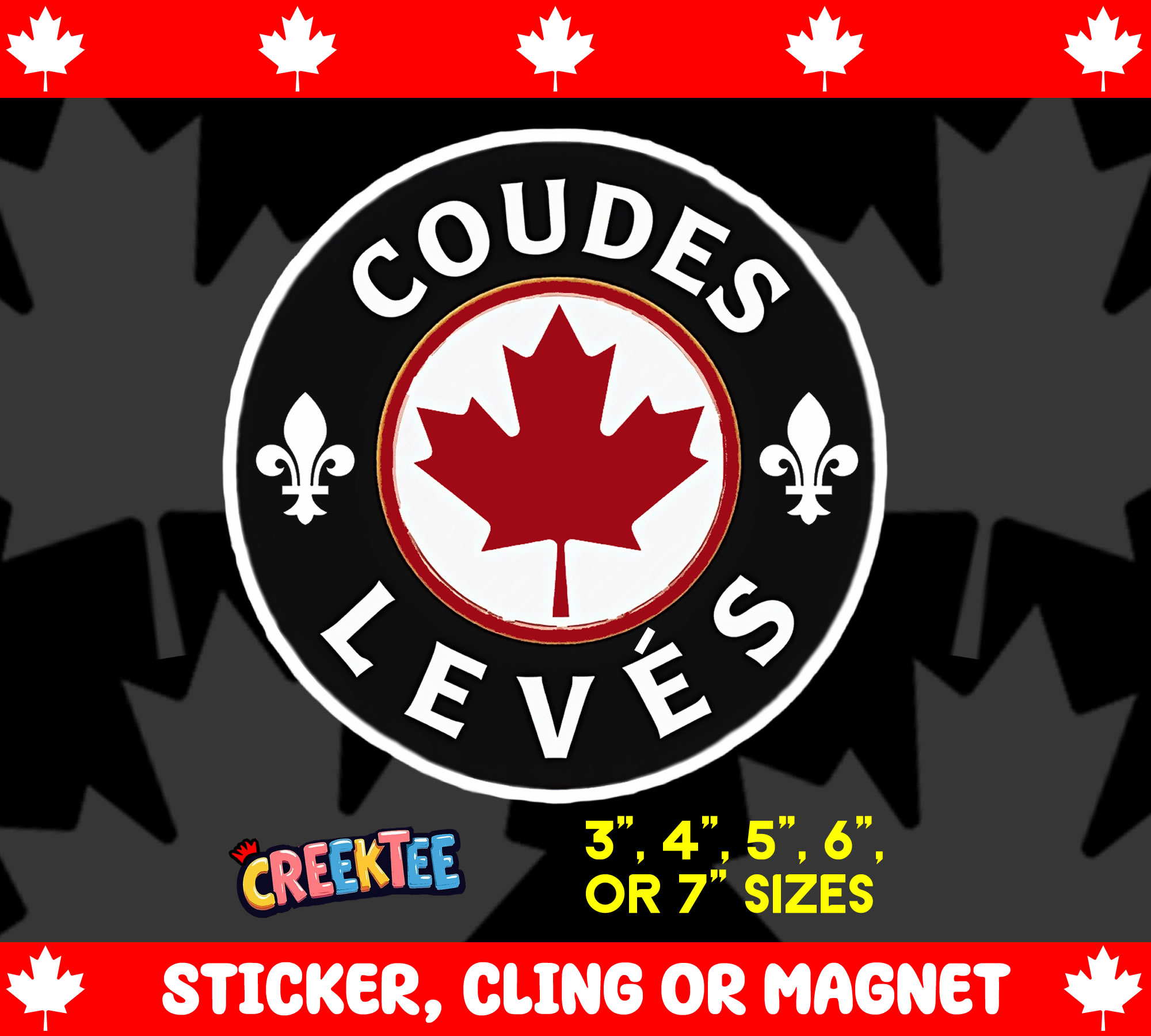 Coudes Leves Die Cut Vinyl Sticker  Window Cling or Magnet with Laminate Coating in Various Sizes