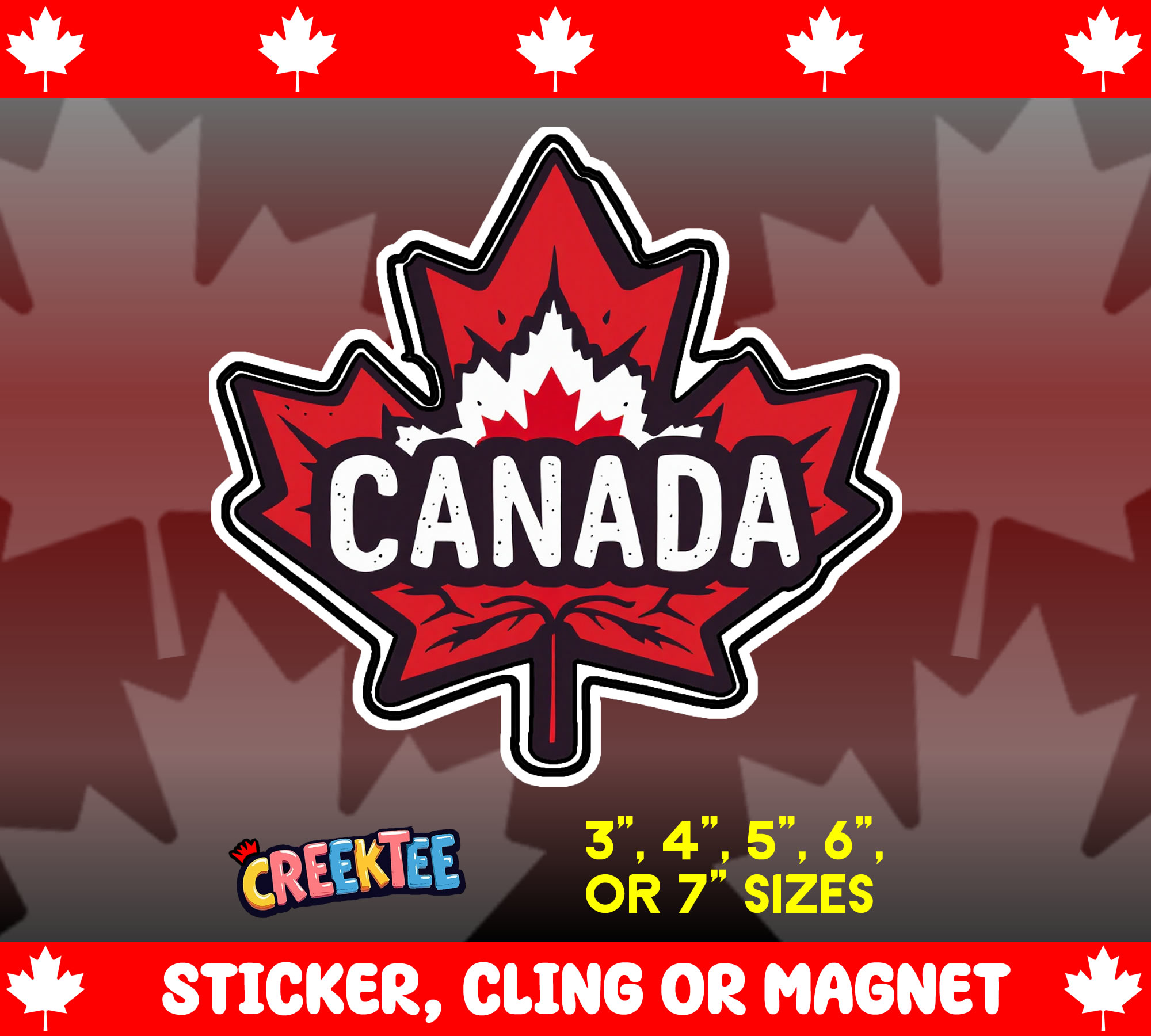 Canada Die Cut Vinyl Sticker  Window Cling or Magnet with Laminate Coating in Various Sizes