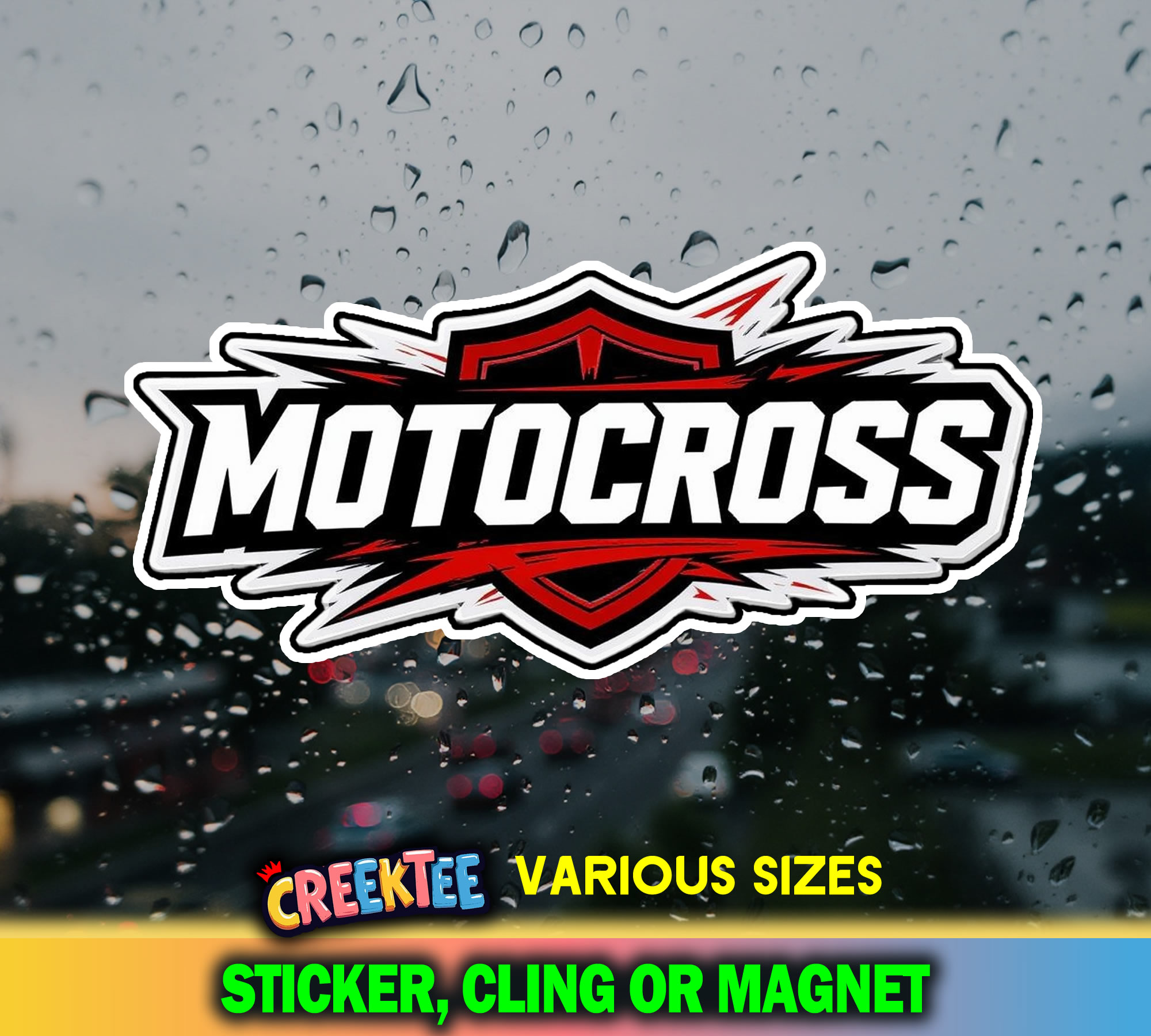 Motocross  Die Cut Vinyl Sticker  Window Cling or Magnet with Laminate Coating in Various Sizes