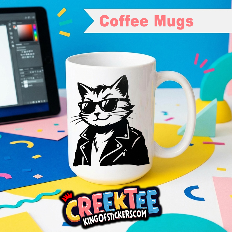 Cool Cat Coffee Mug In Your Custom Print Color