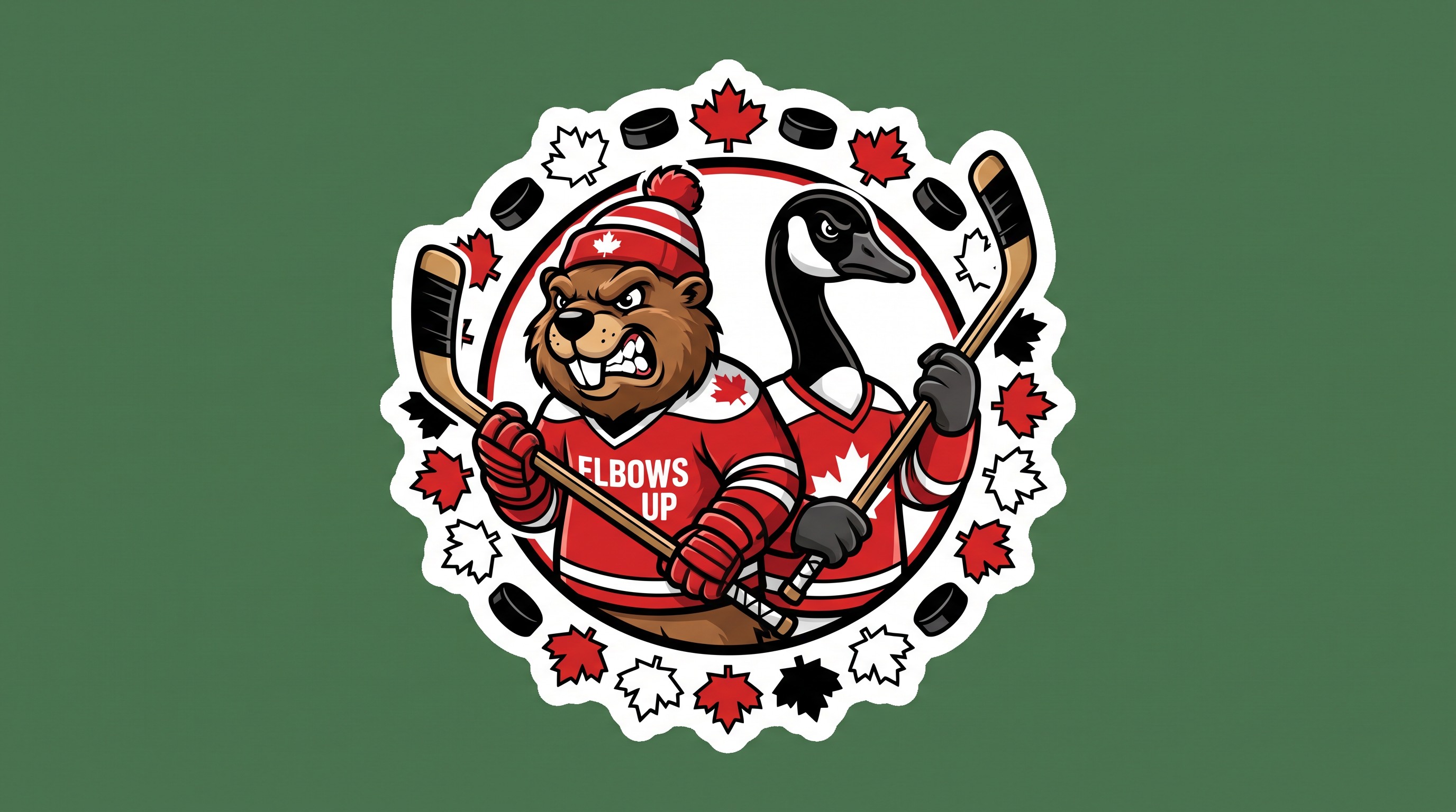 ELBOWS UP CANADA Die Cut Vinyl Sticker  Window Cling or Magnet with Laminate Coating in Various Sizes