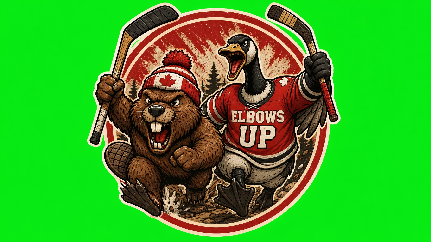 ELBOWS UP CANADA Die Cut Vinyl Sticker  Window Cling or Magnet with Laminate Coating in Various Sizes