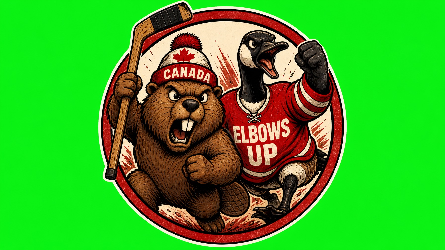 ELBOWS UP CANADA Die Cut Vinyl Sticker  Window Cling or Magnet with Laminate Coating in Various Sizes