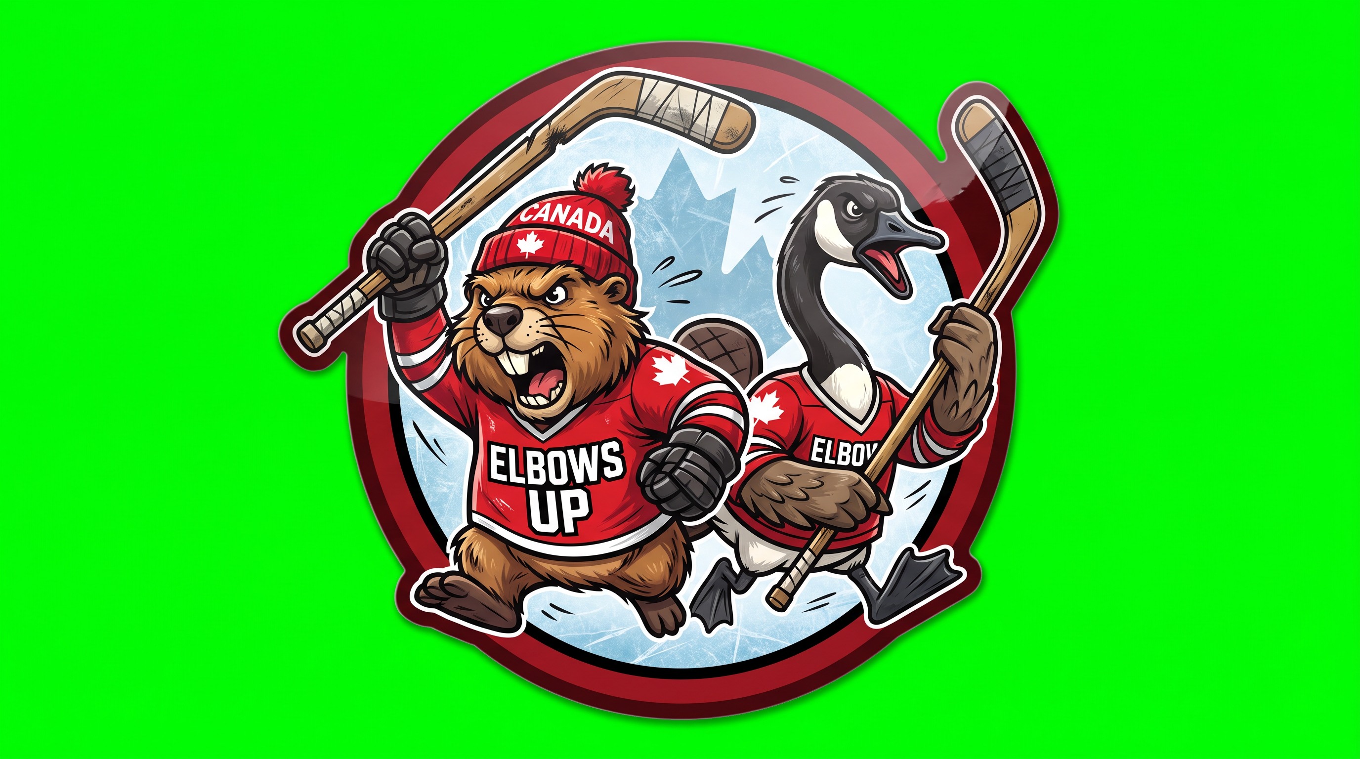 ELBOWS UP CANADA Die Cut Vinyl Sticker  Window Cling or Magnet with Laminate Coating in Various Sizes