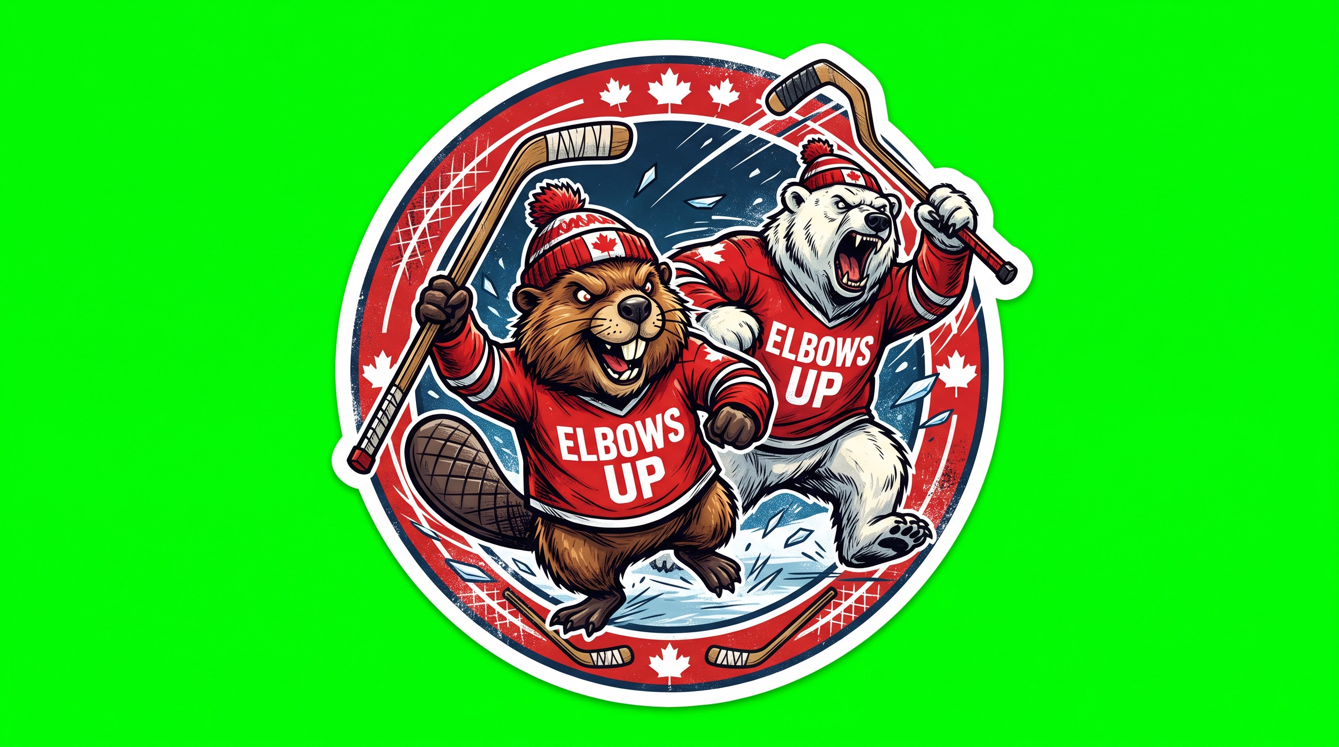 ELBOWS UP CANADA Die Cut Vinyl Sticker  Window Cling or Magnet with Laminate Coating in Various Sizes
