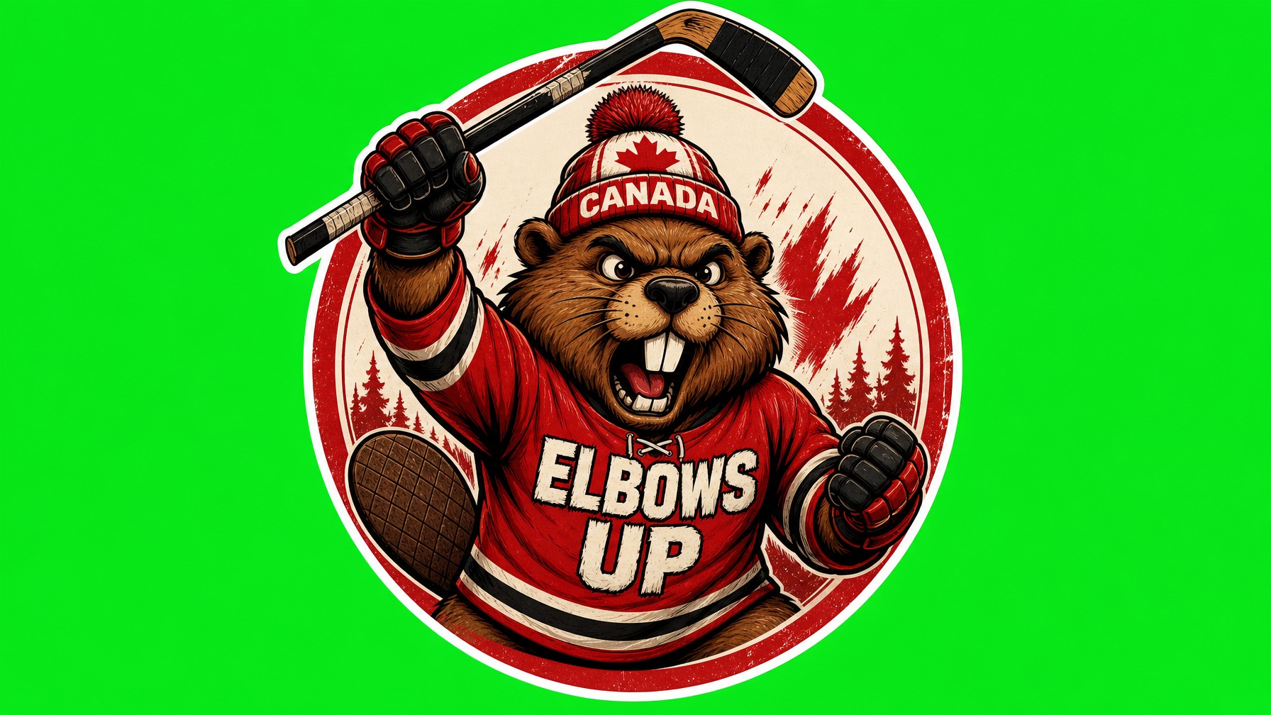 ELBOWS UP CANADA Die Cut Vinyl Sticker  Window Cling or Magnet with Laminate Coating in Various Sizes