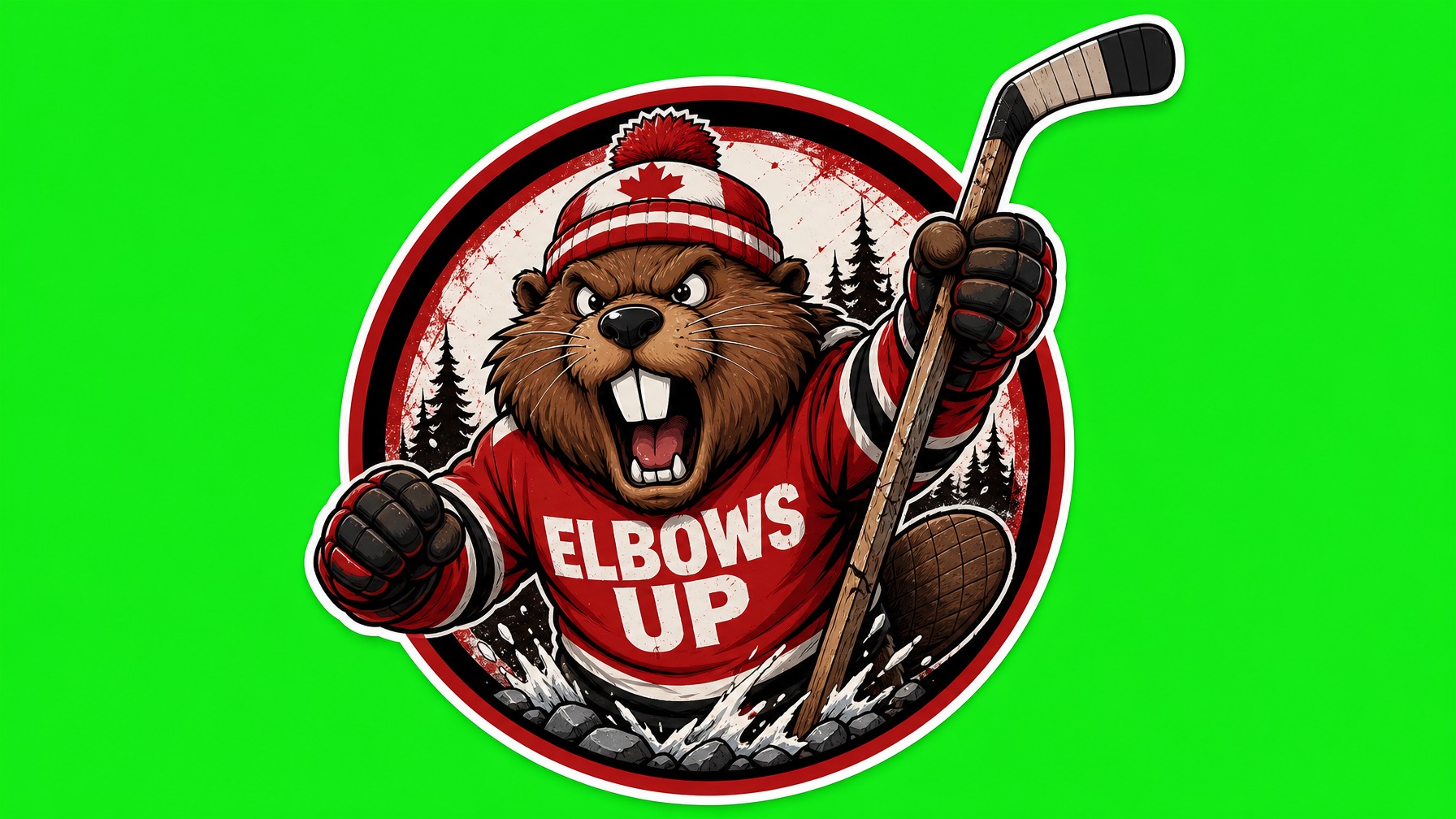 ELBOWS UP CANADA Die Cut Vinyl Sticker  Window Cling or Magnet with Laminate Coating in Various Sizes