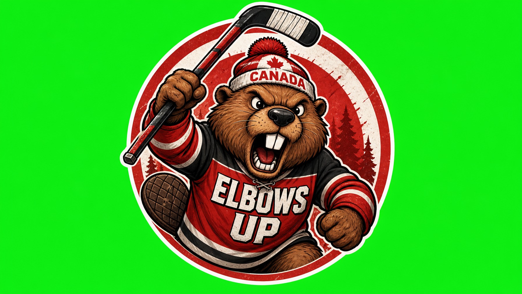 ELBOWS UP CANADA Die Cut Vinyl Sticker  Window Cling or Magnet with Laminate Coating in Various Sizes