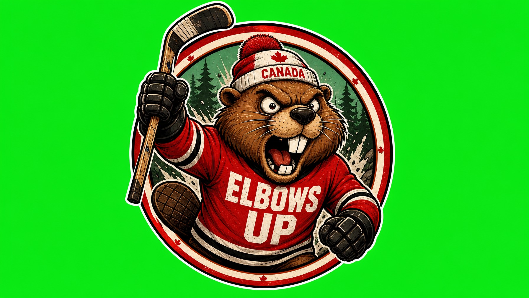 ELBOWS UP CANADA Die Cut Vinyl Sticker  Window Cling or Magnet with Laminate Coating in Various Sizes