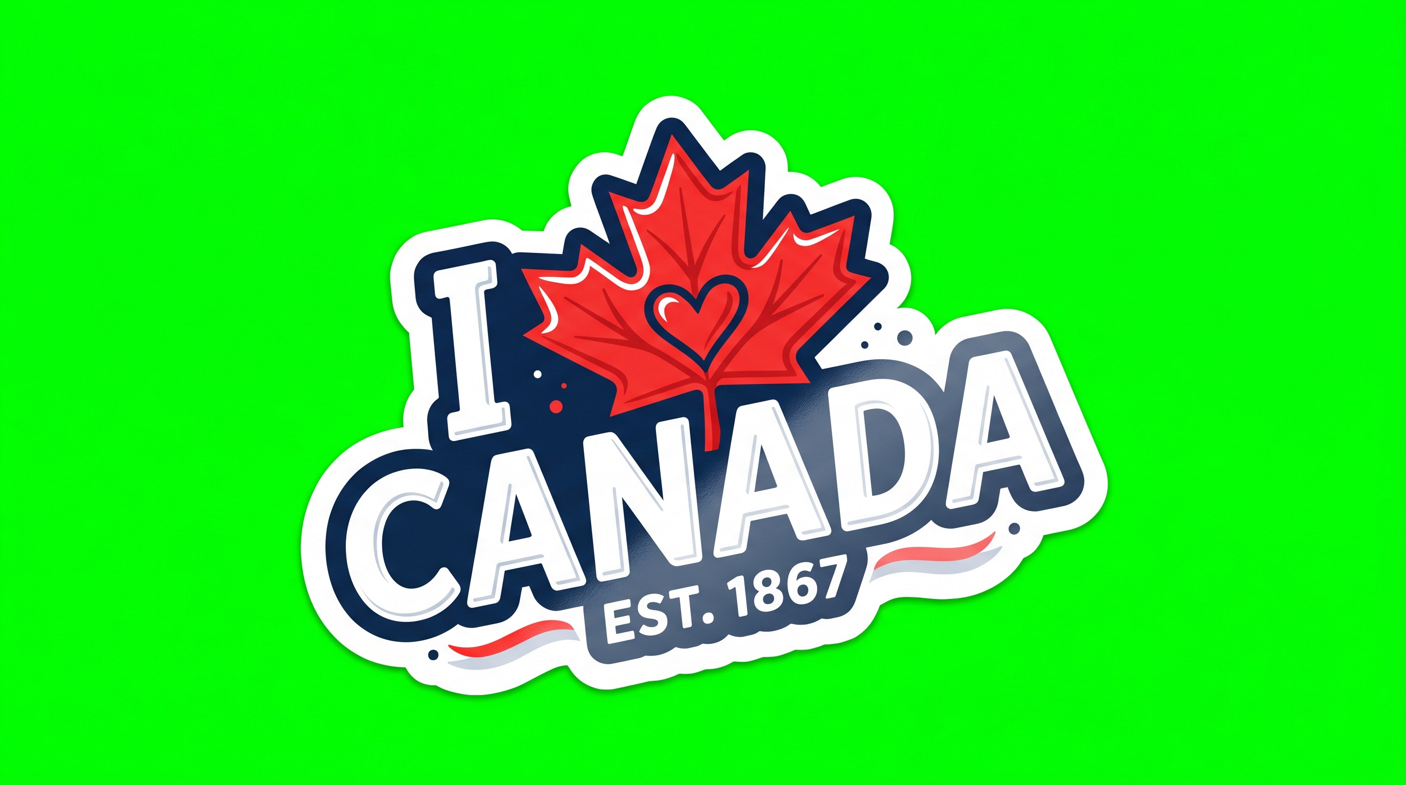 I Love Canada Die Cut Vinyl Sticker  Window Cling or Magnet with Laminate Coating in Various Sizes