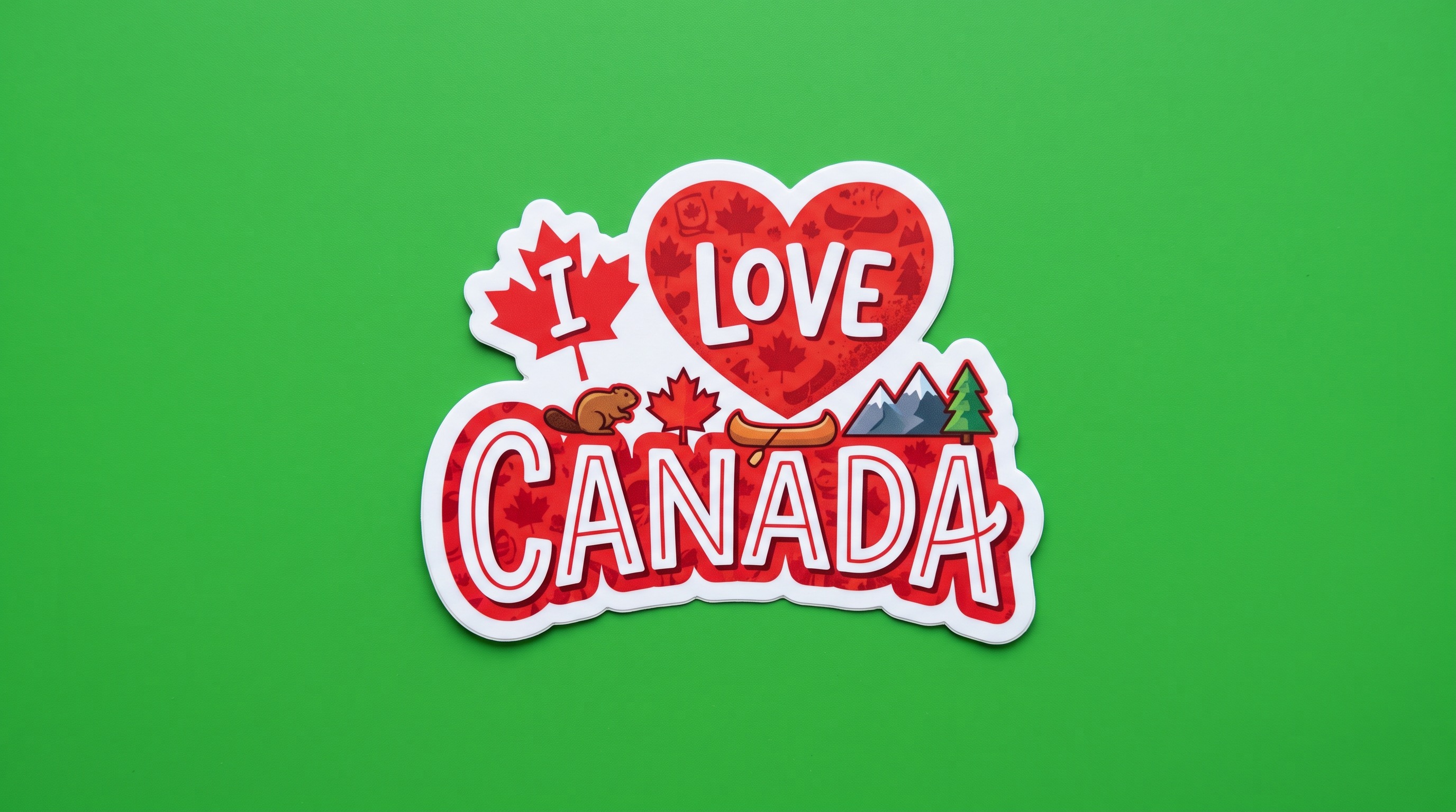 I Love Canada Die Cut Vinyl Sticker  Window Cling or Magnet with Laminate Coating in Various Sizes