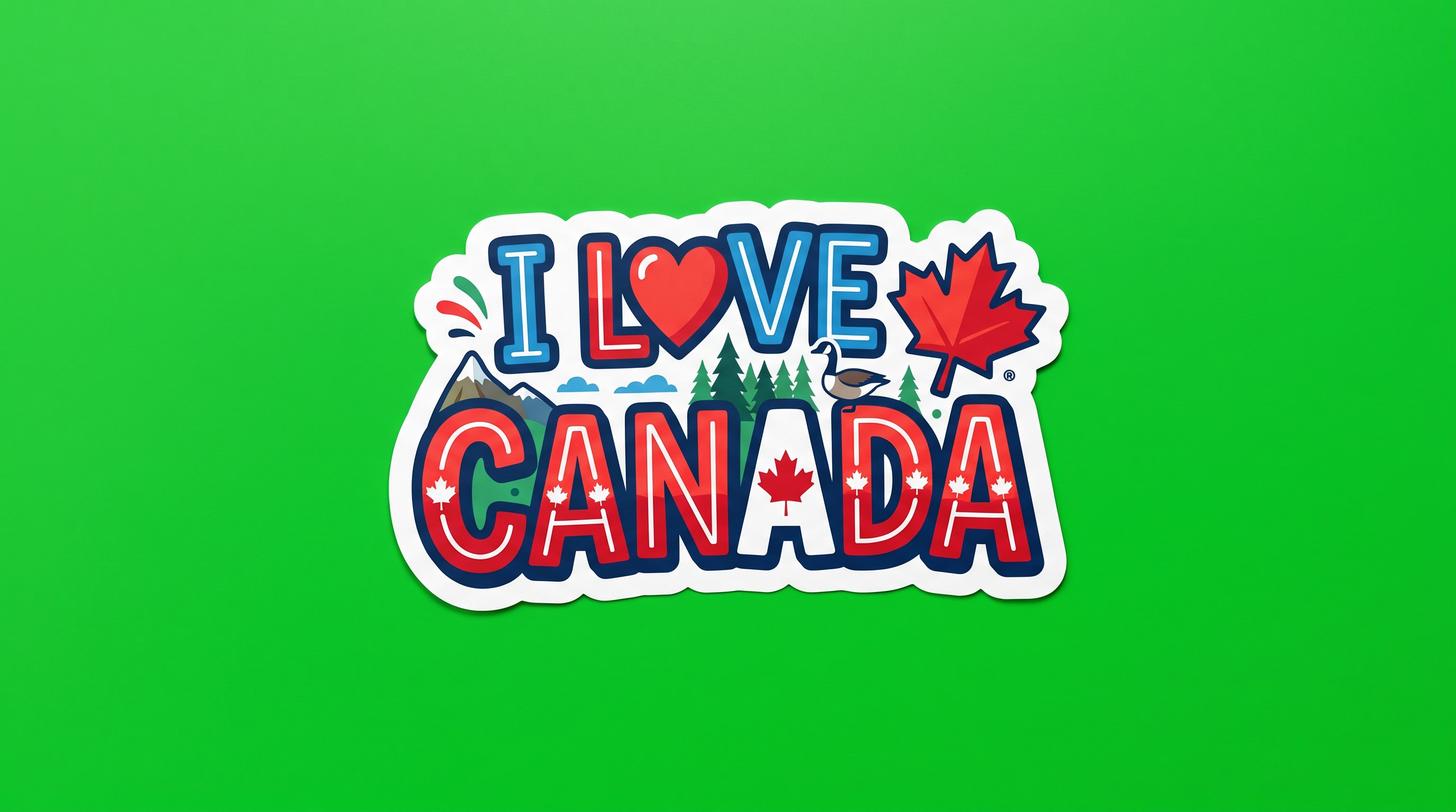 I Love Canada Die Cut Vinyl Sticker  Window Cling or Magnet with Laminate Coating in Various Sizes