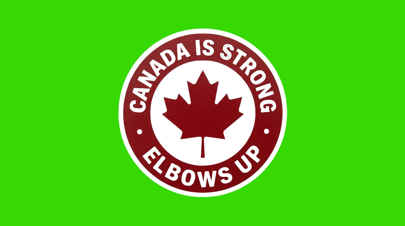 Elbows Up Canada Vinyl Bumper Sticker  Window Cling or Bumper Sticker Magnet in UV Laminate Coating