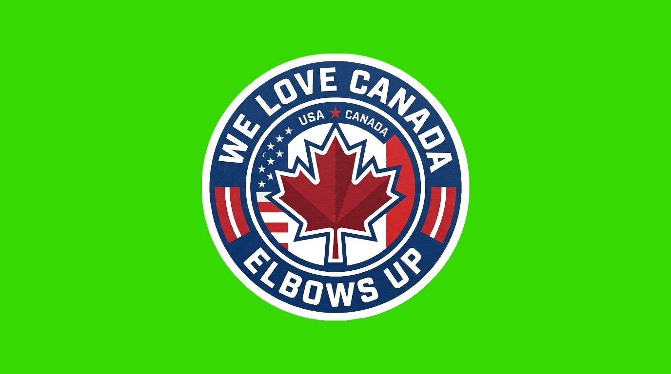 We Love Canada Elbows Up Canada Vinyl Bumper Sticker  Window Cling or Bumper Sticker Magnet in UV Laminate Coating
