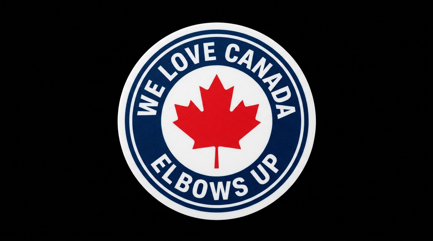 We Love Canada Elbows Up Canada Vinyl Bumper Sticker  Window Cling or Bumper Sticker Magnet in UV Laminate Coating