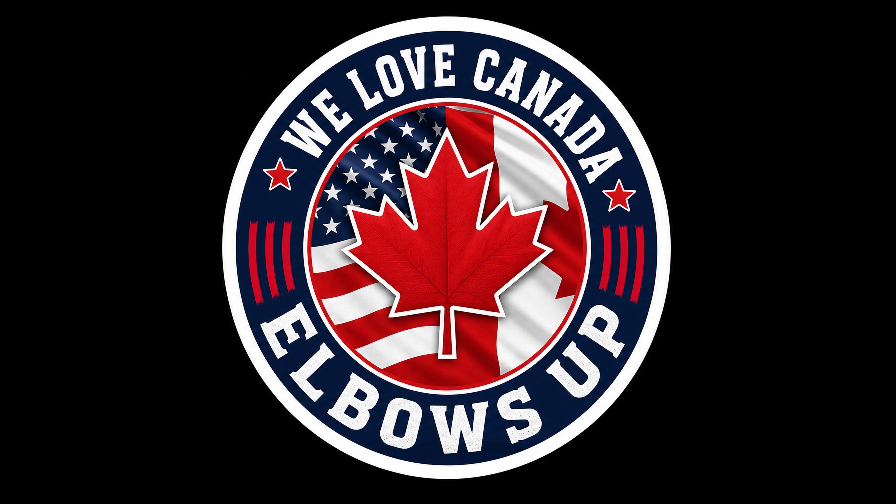 We Love Canada Elbows Up Canada Vinyl Bumper Sticker  Window Cling or Bumper Sticker Magnet in UV Laminate Coating