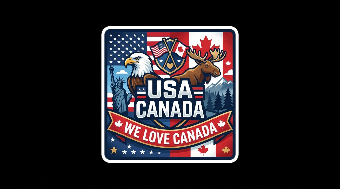 We Love Canada Elbows Up Canada Vinyl Bumper Sticker  Window Cling or Bumper Sticker Magnet in UV Laminate Coating