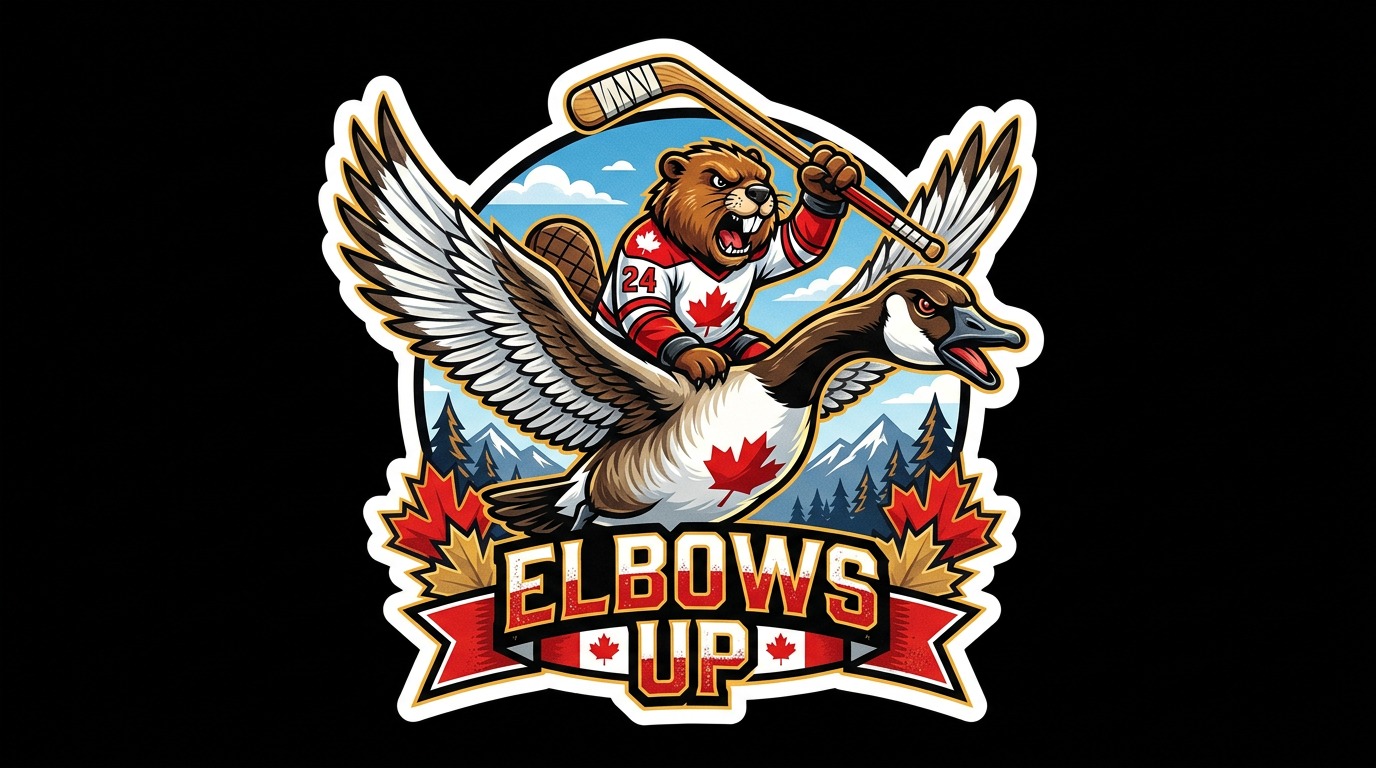 Elbows Up Canada Vinyl Bumper Sticker  Window Cling or Bumper Sticker Magnet in UV Laminate Coating