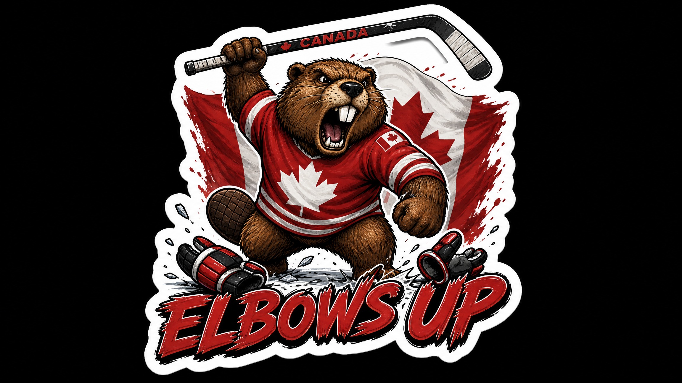 Elbows Up Canada Die Cut Vinyl Sticker  Window Cling or Magnet with Laminate Coating in Various Sizes