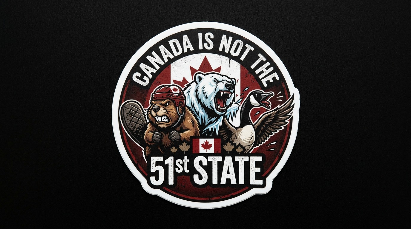 CANADA is not the 51st State Vinyl Bumper Sticker  Window Cling or Bumper Sticker Magnet in UV Laminate Coating