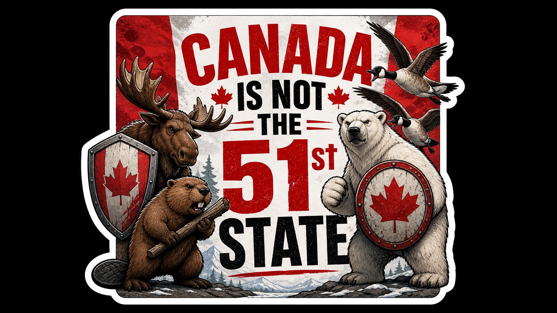 CANADA is not the 51st State Vinyl Bumper Sticker  Window Cling or Bumper Sticker Magnet in UV Laminate Coating