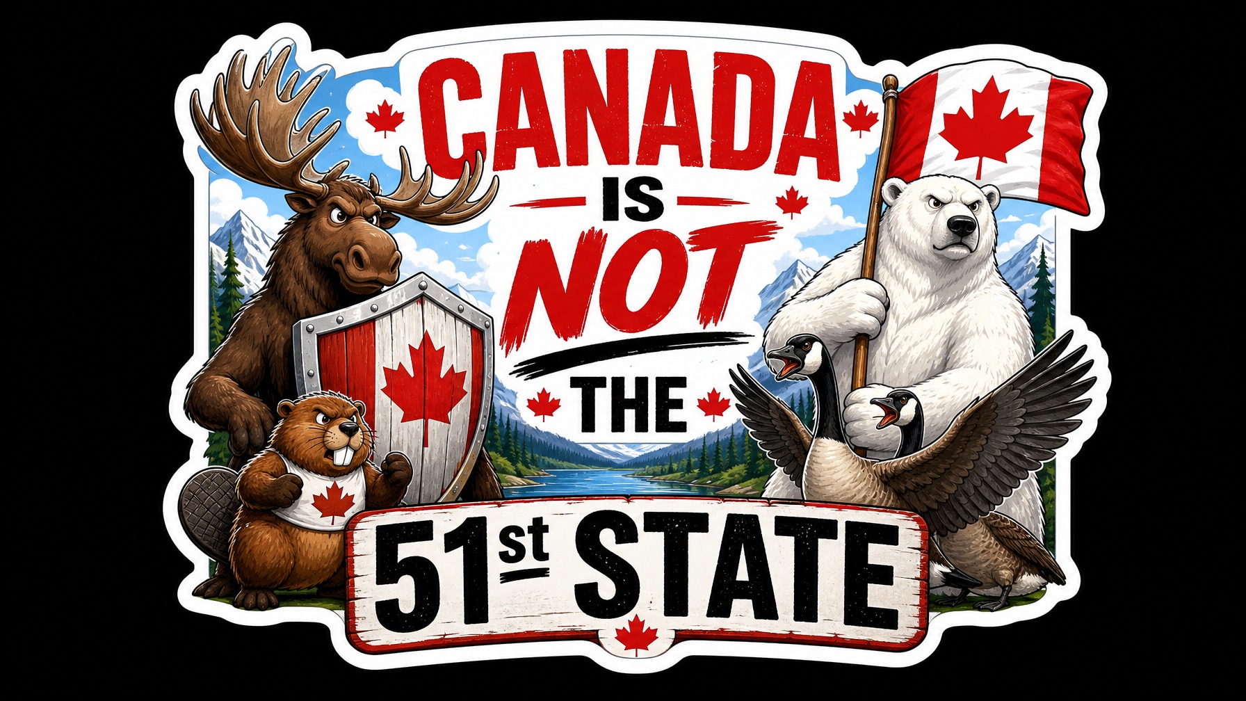 CANADA is not the 51st State Vinyl Bumper Sticker  Window Cling or Bumper Sticker Magnet in UV Laminate Coating