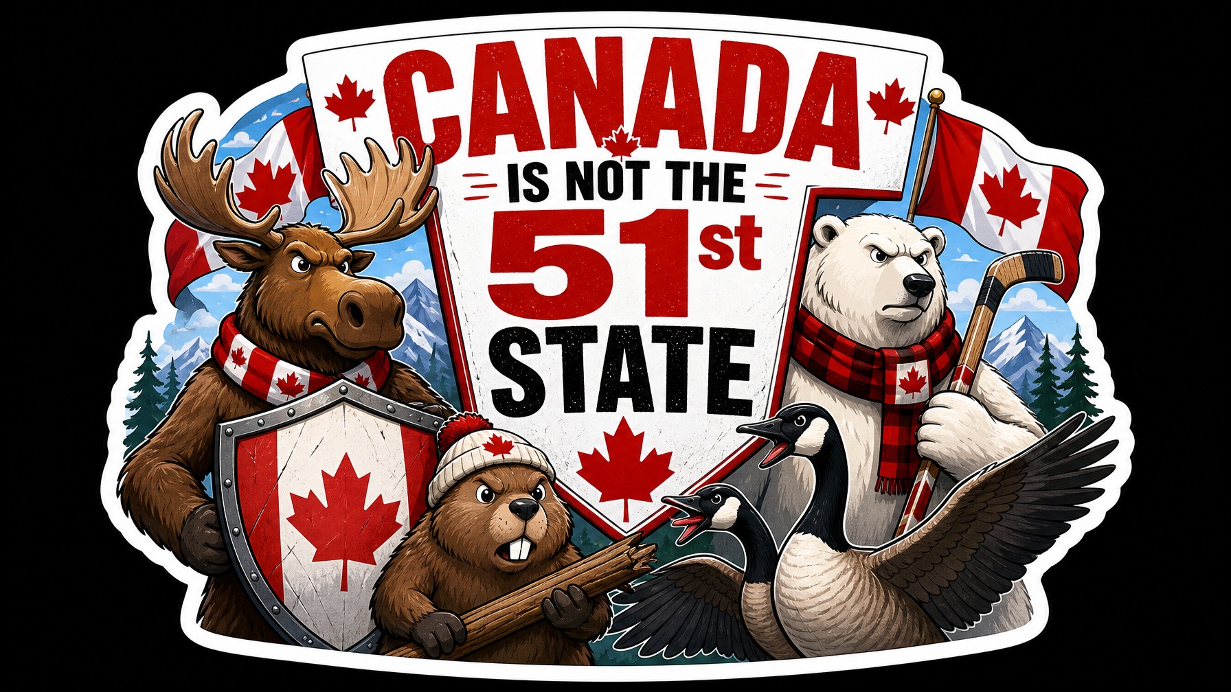 CANADA is not the 51st State Vinyl Bumper Sticker  Window Cling or Bumper Sticker Magnet in UV Laminate Coating